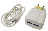 CARREGADOR ELETRICO 2 SAIDAS USB 5.1A + CABO V.8 GOLD / LELONG