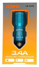 CARREGADOR VEICULAR 2 SAIDAS USB 3.4A METALICO