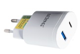CARREGADOR ELETRICO 1 SAIDA USB + 1 USB TIPO-C