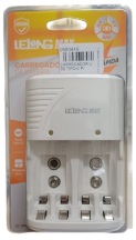 CARREGADOR USB TIPO-C P/4 PILHAS AA/AAA+2 PILHAS 9V LELONG LE-7999