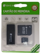 CARTAO MEMORIA MICRO SD C/ADAPT+LEITOR 64GB