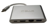 CABO CONVERSOR TIPO C X USB 3.0+REDE LAN+HDMI+TIPO-C ( PD ) IT-BLUE LE-4139