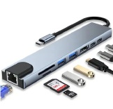 CABO CONVERSOR TIPO C X USB 2.0+USB 3.0+REDE LAN+HDMI+TIPO-C ( PD ) TOMATE MTV-724