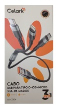 CABO USB A MACHO 2.0 X V.8 / IPHONE 5 / TIPO-C 1,2 METROS X-CELL / CELARK