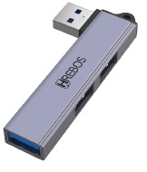ADAPTADOR HUB TIPO-C MACHO X 2 TIPO-C FEMEA + USB A FEMEA HREBOS AD-224
