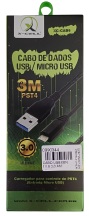 CABO USB MINI V.8 3.0 AMP X-CELL 3 METROS XC-CAB6