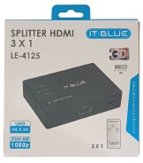 VIDEO SELETOR HDMI 3 IN X 1 OUT C/CONTROLE IT-BLUE LE-4125
