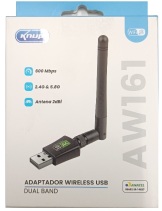 ADAPTADOR USB S/FIO DUAL BAND 2,4G E 5,8G + ANTENA KNUP AW-161
