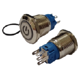 BOTAO ANTI-VANDALISMO ON/OFF PRATA C/RET ILUMINADO 19MM 220V - 3A C/LED BRANCO