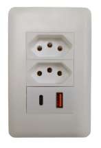 MODULO DE TOMADA TRIPOLAR DUPLA + USB + TIPO-C ONEX EX-5613