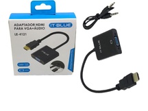 CABO CONVERSOR HDMI (M) X VGA (F) + AUDIO IT BLUE / KNUP / TOMATE