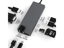 CABO CONVERSOR TIPO C X HDMI+VGA+USB 3.0+TIPO C+ REDE LOTUS LT-T801