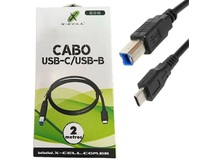 CABO USB-B MACHO X TIPO-C MACHO P/ IMPRESSORA 2 METROS