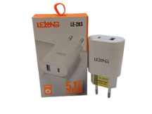 CARREGADOR ELETRICO USB + TIPO-C LELONG LE-283