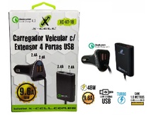 CARREGADOR VEICULAR 4P USB 2.4A X-CELL XC-KT-18