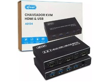 CHAVEADOR KVM 2X1 HDMI E USB KNUP KP-AD134