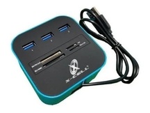 HUB USB 3 PORTAS + 4 PORTAS LEITOR DE CARTAO X-CELL XC-HUB-8