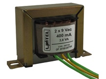 TRANSFORMADOR 09/0,4 (9+9V/400MAH - 3,6VA) UNITEL