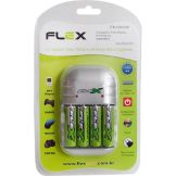 CARREGADOR C/4 PILHAS AA/AAA/9V FLEX FX-C03/4P