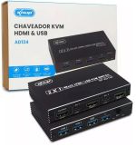 CHAVEADOR KVM 2X1 HDMI E USB KNUP KP-AD134